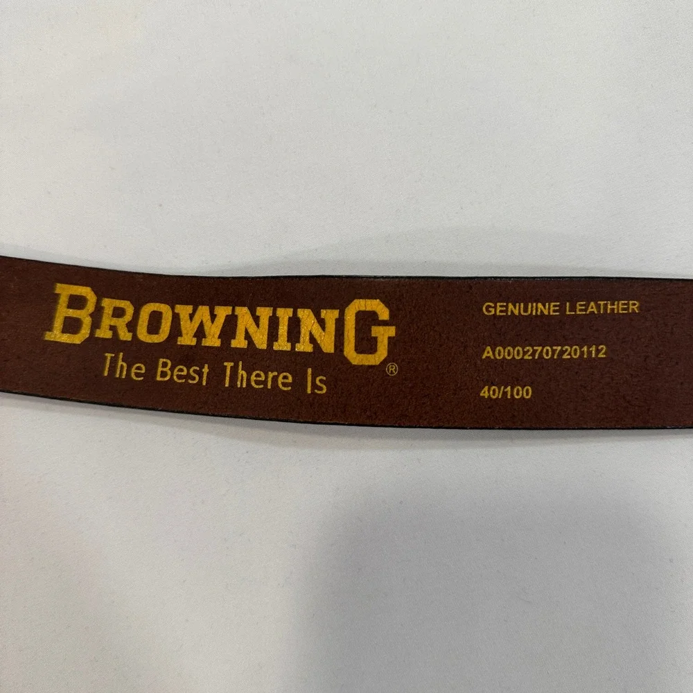 Browning Buckmark Leather Belt Mens 40 Brown‎ Brass Logo Buckle | Rugged Western